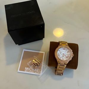 Michael kors rose gold with diamonds womens watch